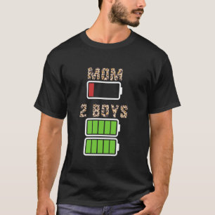 Mum of 2 Boys Mother s day Twins Son Mum Battery L T-Shirt