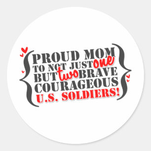 Mum of 2 Soldiers Classic Round Sticker