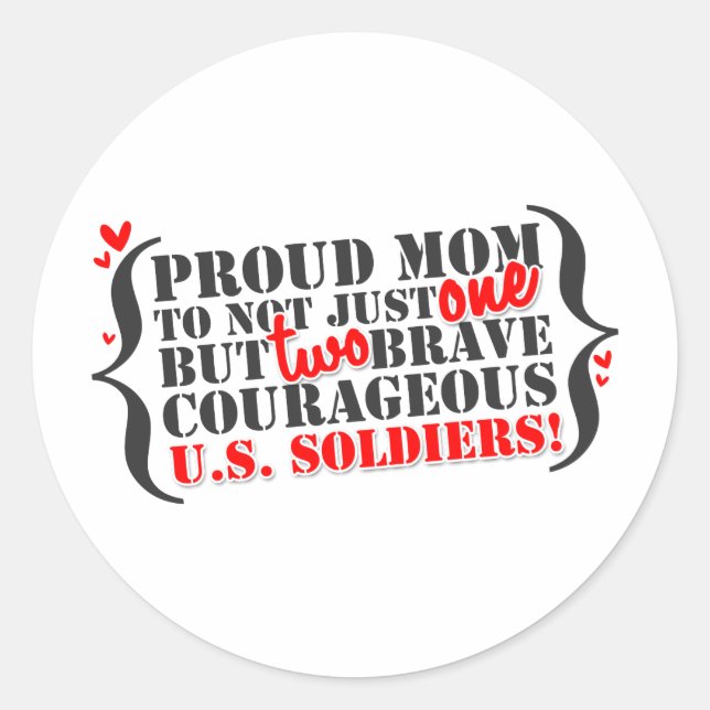 Mum of 2 Soldiers Classic Round Sticker (Front)