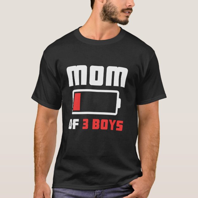 Mum of 3 Boys Funny Mother s Day  T-Shirt (Front)