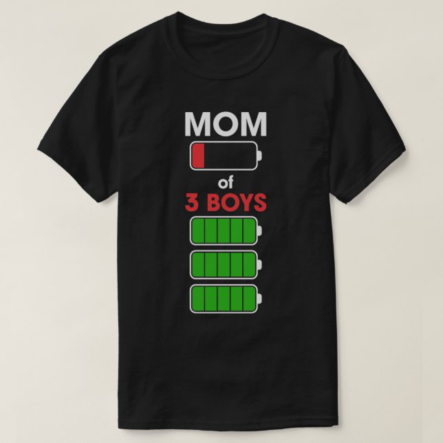 Mum of 3 Boys Funny Woman Girl With Three 3 Sons C T-Shirt (Design Front)
