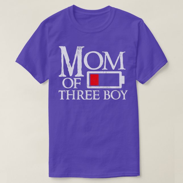 Mum of 3 boys low battery funny T-Shirt (Design Front)