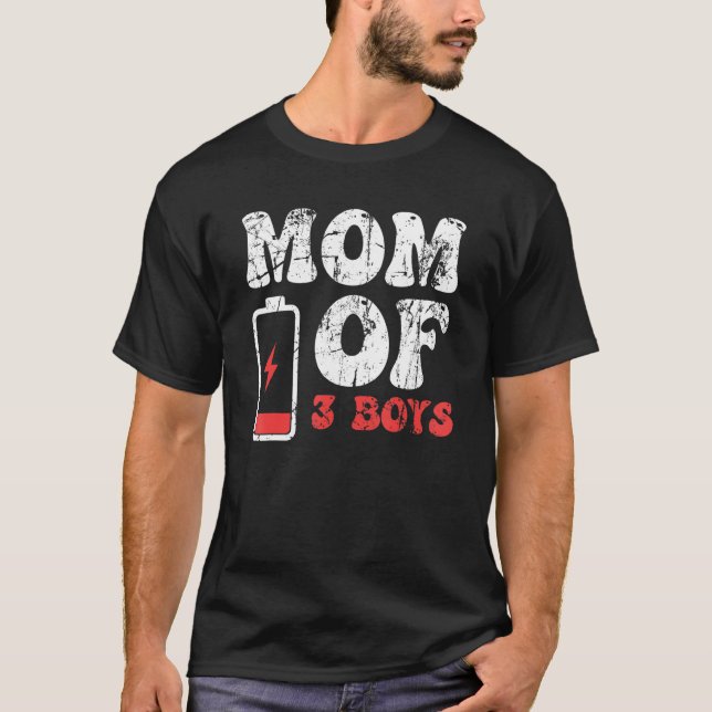 Mum Of 3 Boys  Mother's Day T-Shirt (Front)