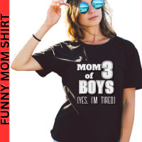 Mum of 3 Boys (Yes, I'm Tired) Funny Black