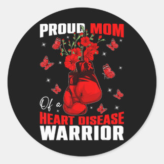 Mum Of A Heart Warrior Heart Disease Awareness Box Classic Round Sticker