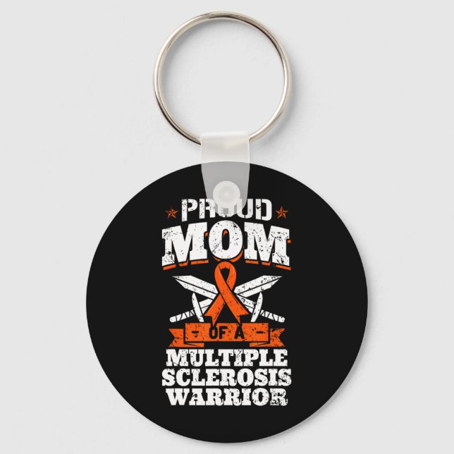 Mum Of A Multiple Sclerosis Warrior Ms Ribbon Moth Key Ring (Front)