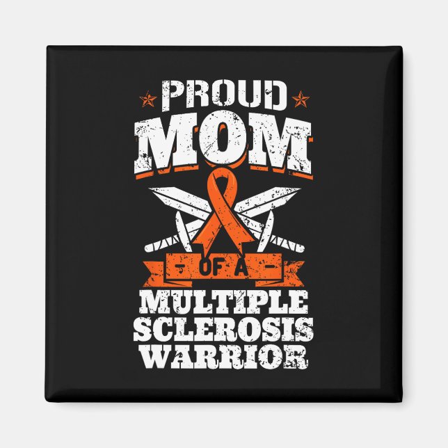 Mum Of A Multiple Sclerosis Warrior Ms Ribbon Moth Magnet (Front)