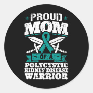 Mum Of A Polycystic Kidney Disease Warrior Awarene Classic Round Sticker