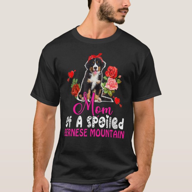 Mum Of A Spoiled Bernese Mountain Cute Dog Bow Tie T-Shirt (Front)