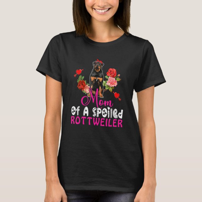 Mum Of A Spoiled Rottweiler Cute Rottweiler Bow Ti T-Shirt (Front)