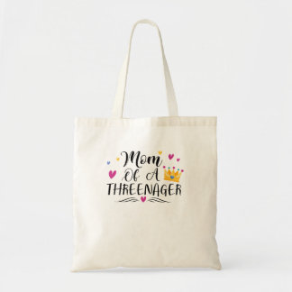 Mum Of A Threenager Birthday Girl Kids Tote Bag