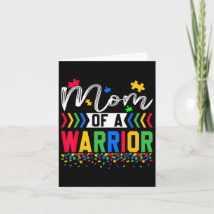 Mum Of A Warrior Autism Awareness Ribbon Puzzle Pi Card