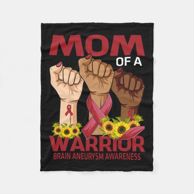 Mum Of A Warrior Brain Aneurysm Awareness Sunflowe Fleece Blanket (Front)