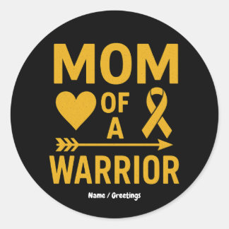 Mum of a Warrior Childhood Cancer Awareness Design Classic Round Sticker