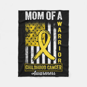 Mum Of A Warrior Childhood Cancer Awareness Gold R Fleece Blanket