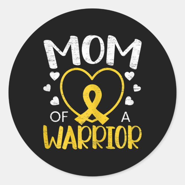 Mum Of A Warrior Childhood Cancer Awareness Month  Classic Round Sticker (Front)