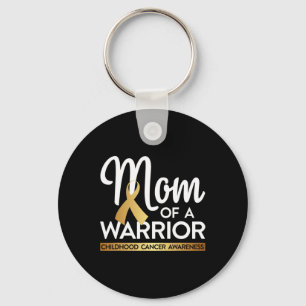Mum Of A Warrior Childhood Cancer Gold Ribbon Key Ring