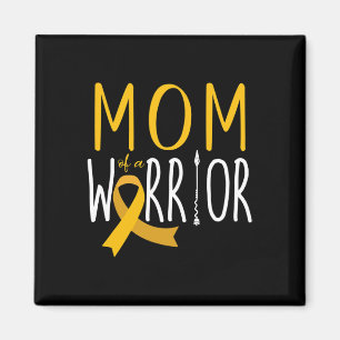 Mum Of A Warrior Childhood Cancer Ribbon Awareness Magnet