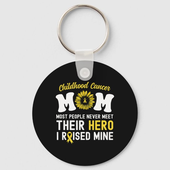 Mum Of A Warrior Hero Childhood Cancer Awareness S Key Ring (Front)