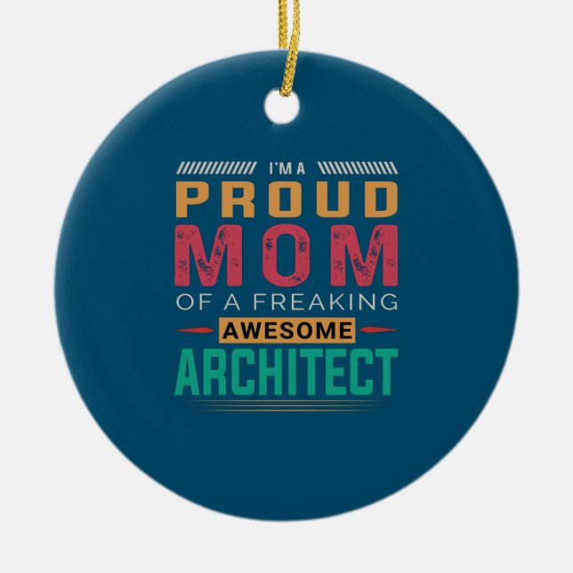 Mum Of Awesome Architect Ceramic Tree Decoration (Front)