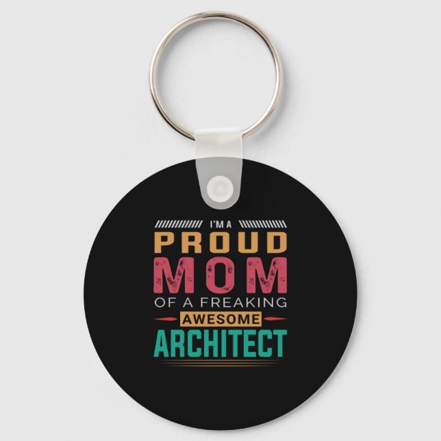 Mum Of Awesome Architect Key Ring (Front)