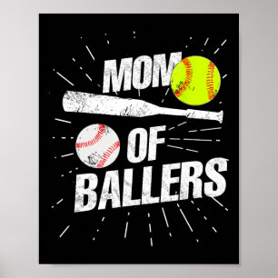 Mum Of Ballers Funny Baseball Softball Game Mother Poster