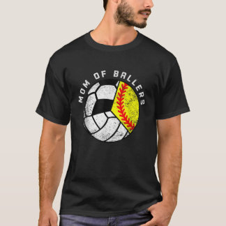 Mum Of Ballers Funny Softball Volleyball Soccer Mo T-Shirt