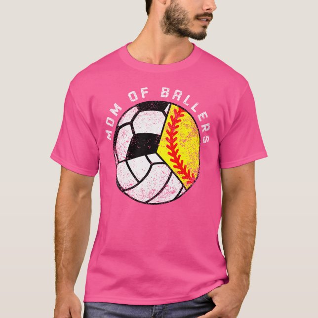 Mum Of Ballers Funny Softball Volleyball Soccer Mo T-Shirt (Front)