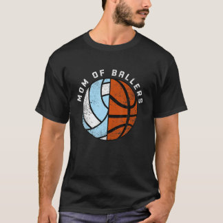 Mum Of Ballers Funny Volleyball Basketball Mum T S T-Shirt