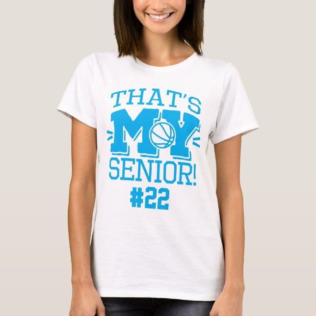 Mum of Basketball Senior Jersey Number & Name T-Shirt (Front)