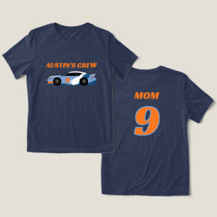 Mum of Birthday Boy Race Car Crew Tri-Blend Shirt