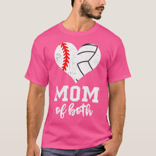 Mum Of Both Ball Mum Heart Funny Baseball Mum Voll T-Shirt