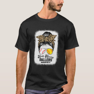Mum Of Both Busy Raising Ballers Softball Baseball T-Shirt