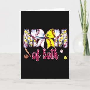 Mum Of Both Bysebyll Softbyll Coquette Bow Mother' Card
