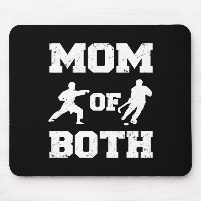 Mum Of Both Funny Hockey Karate Mum  Mouse Mat (Front)