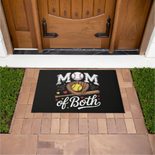 Mum of Both Game Day Baseball Softball  Doormat