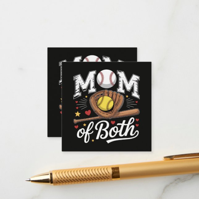 Mum of Both Game Day Baseball Softball  Enclosure Card (Front/Back In Situ)