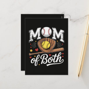Mum of Both Game Day Baseball Softball Holiday Postcard