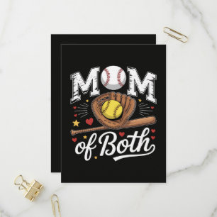 Mum of Both Game Day Baseball Softball Invitation Postcard