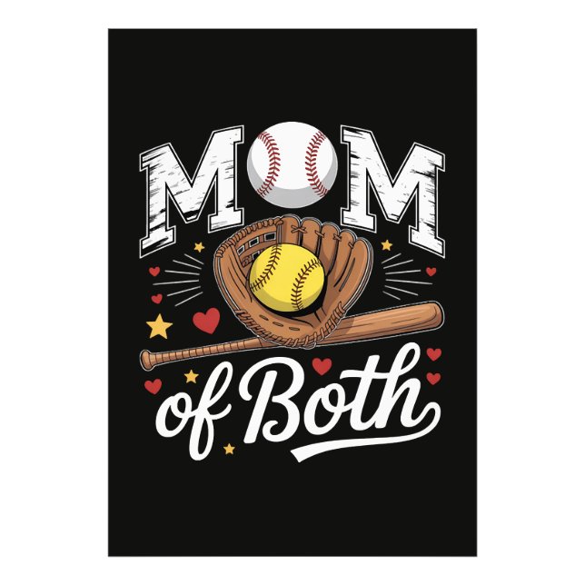 Mum of Both Game Day Baseball Softball  Photo Print (Front)