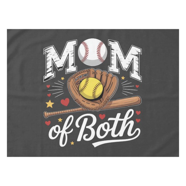 Mum of Both Game Day Baseball Softball  Tablecloth (Front (Horizontal))