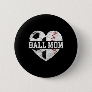 Mum Of Both Heart Soccer Baseball Sports Mum Mothe 6 Cm Round Badge