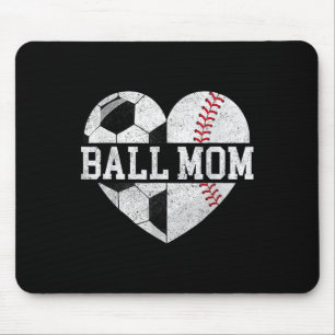 Mum Of Both Heart Soccer Baseball Sports Mum Mothe Mouse Mat