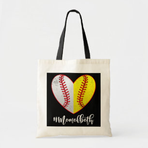 Mum Of Both Softball Baseball Heart Mother's Day Tote Bag