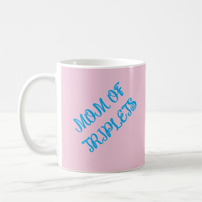 Mum Of Boy Triplets, Blue, Motivational Gift,  Coffee Mug (Left)