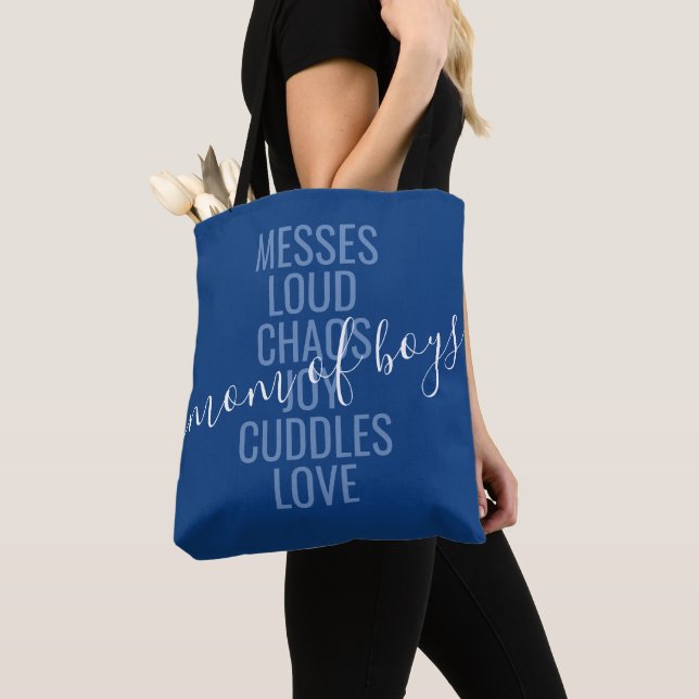 Mum of Boys Chaos and Love Tote Bag (Close Up)