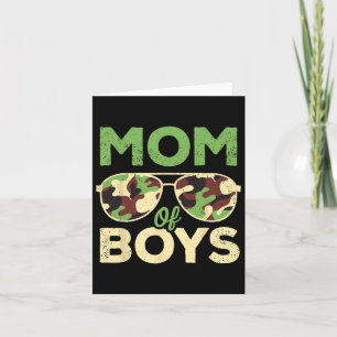 Mum Of Boys Mothers Day Birthday Retro Camouflage  Card
