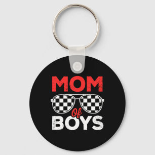 Mum Of Boys Mothers Day Race Car Funny Chequered M Key Ring