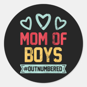 Mum Of Boys #outnumbered Mum Parents Funny Mothers Classic Round Sticker