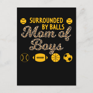 Mum of Boys Soccer Baseball Basketball Sons Postcard